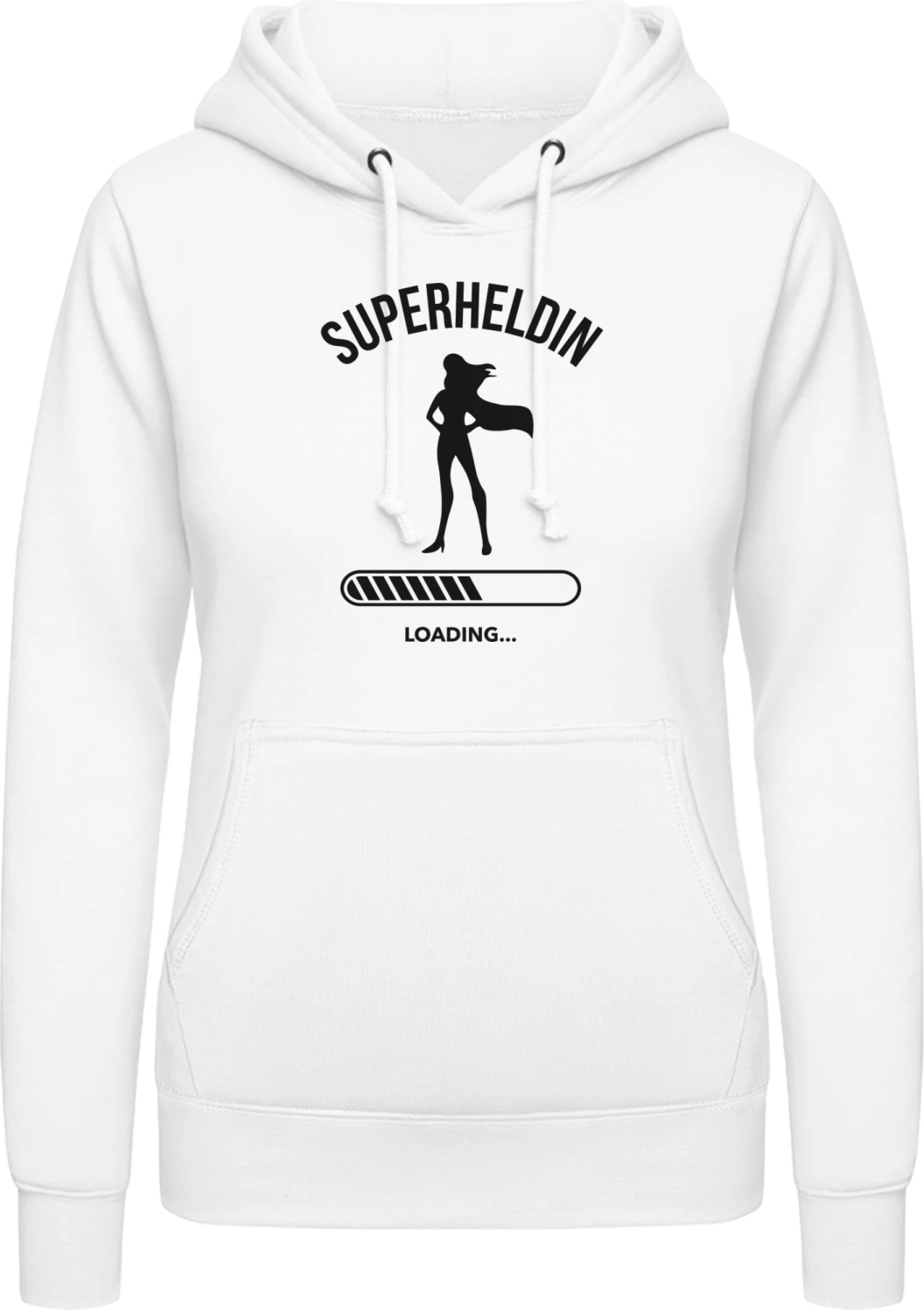 Superheldin Loading Silhouette - Arctic white AWDis ladies hoodie - Front