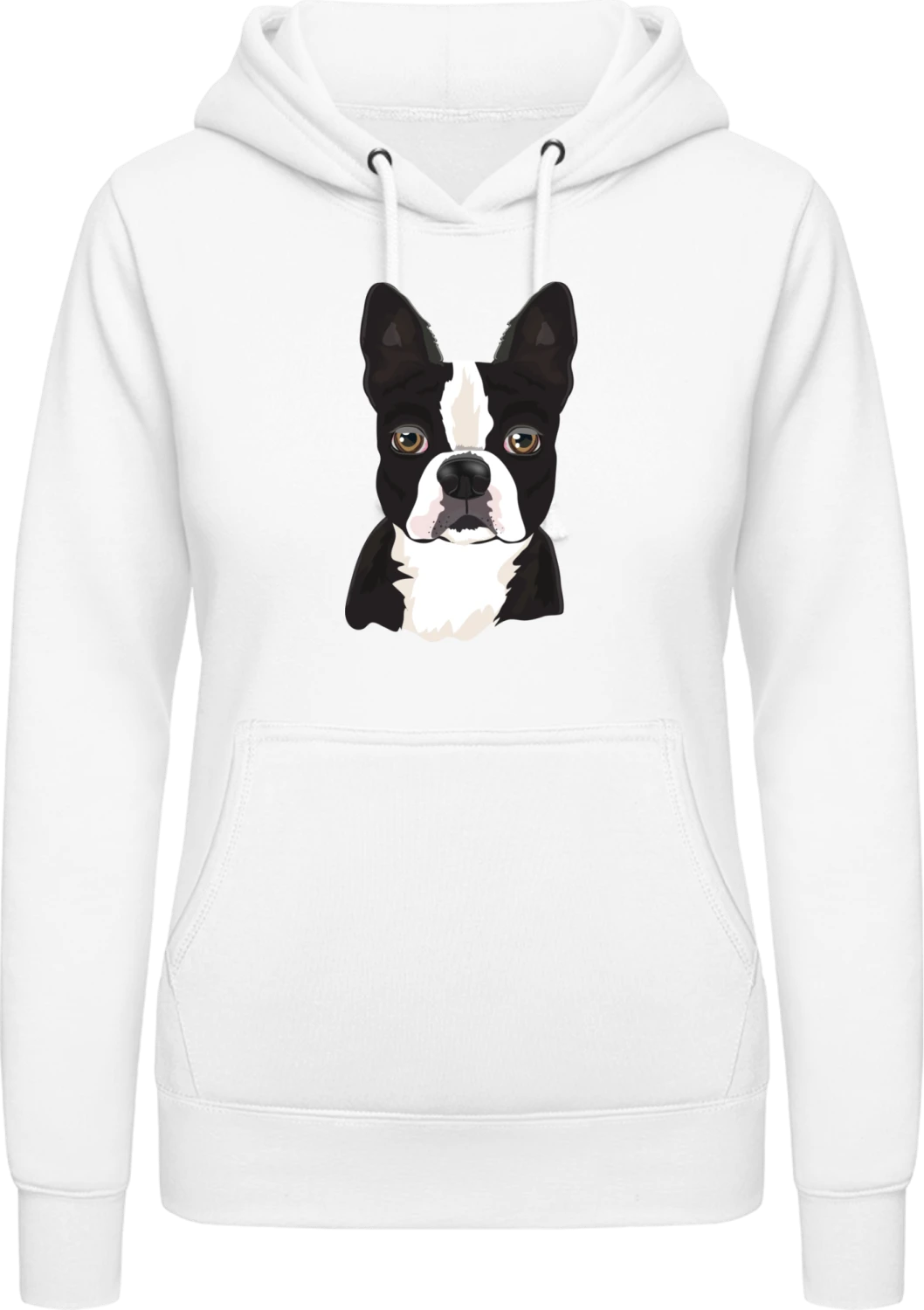 Boston Terrier Kopf - Arctic white AWDis ladies hoodie - Front