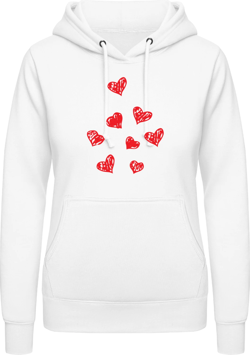 Hearts Drawing - Arctic white AWDis ladies hoodie - Front