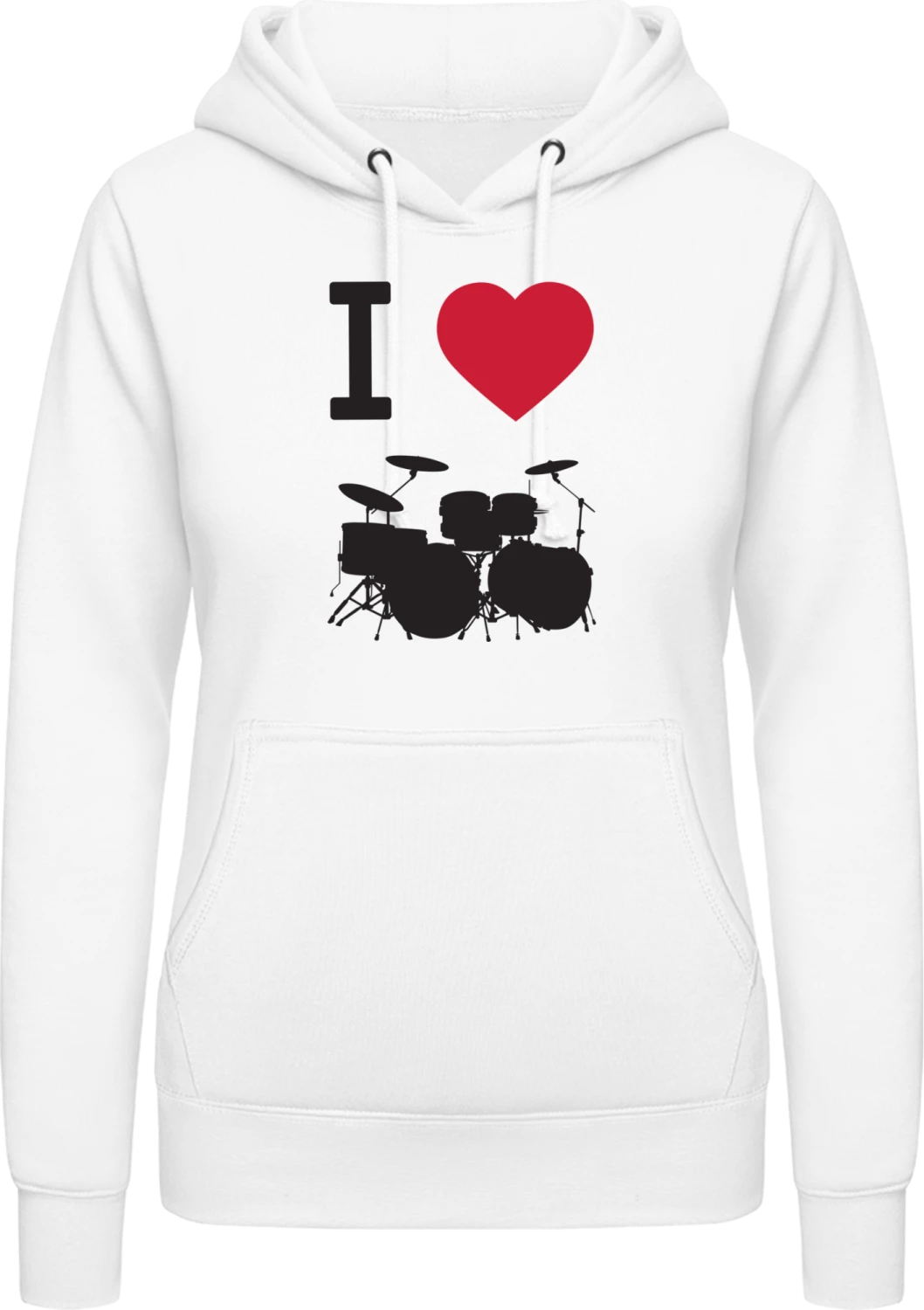 I Love Drums - Arctic white AWDis ladies hoodie - Front