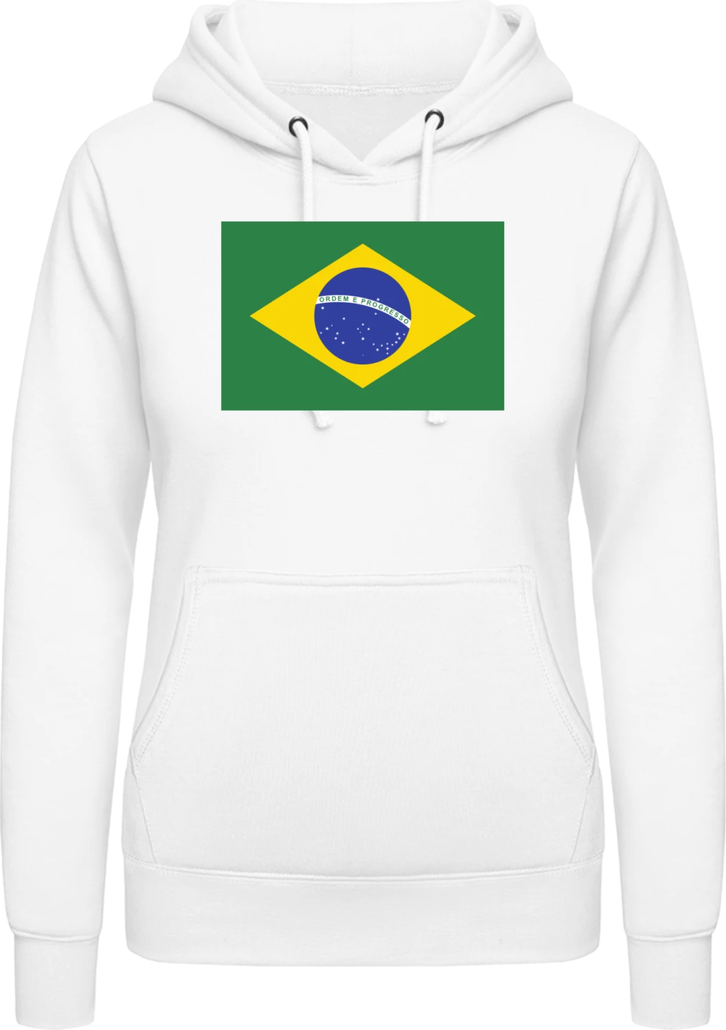 Brazil Flag - Arctic white AWDis ladies hoodie - Front