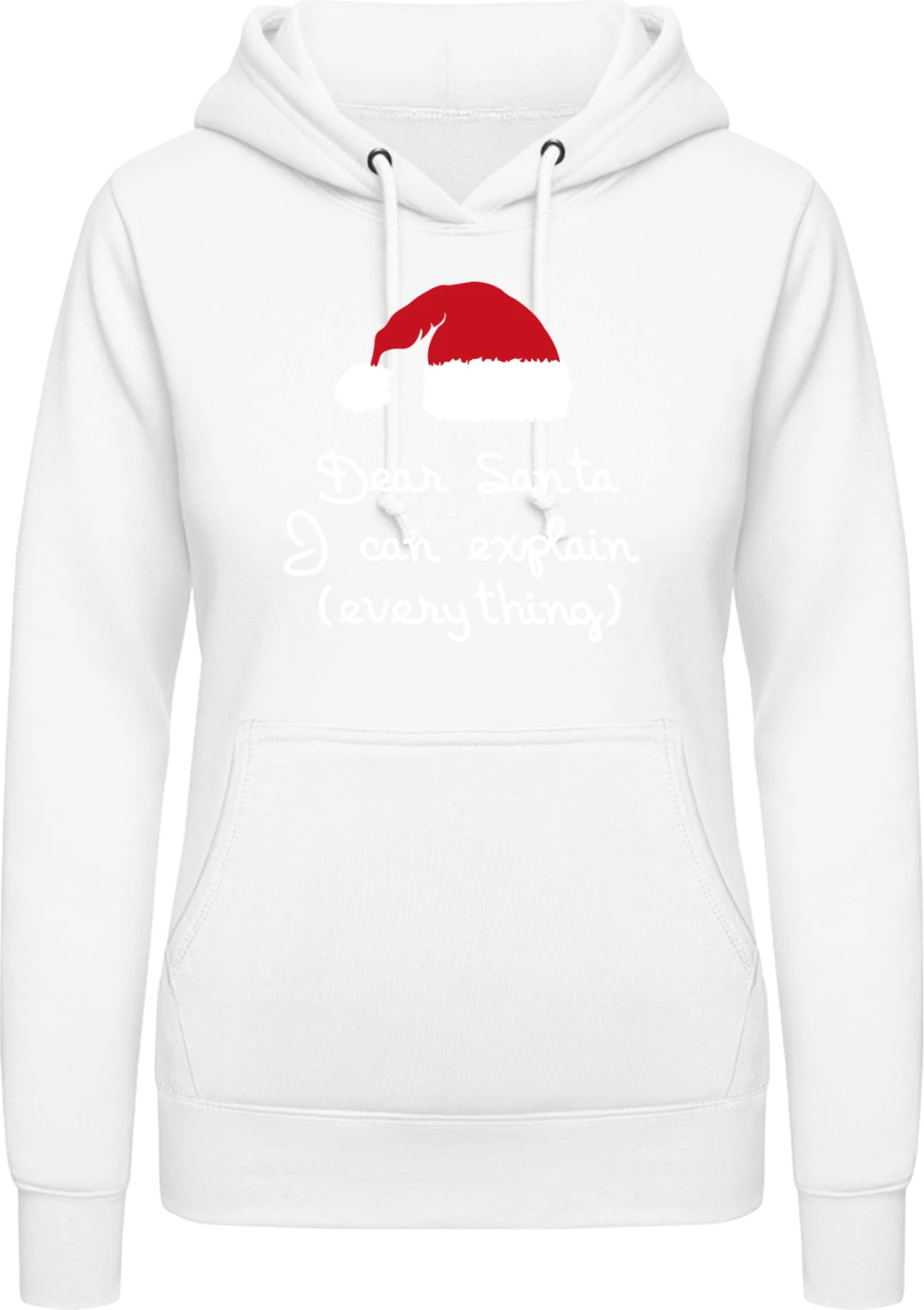 Dear Santa I Can Explain Everything - Arctic white AWDis ladies hoodie - Front