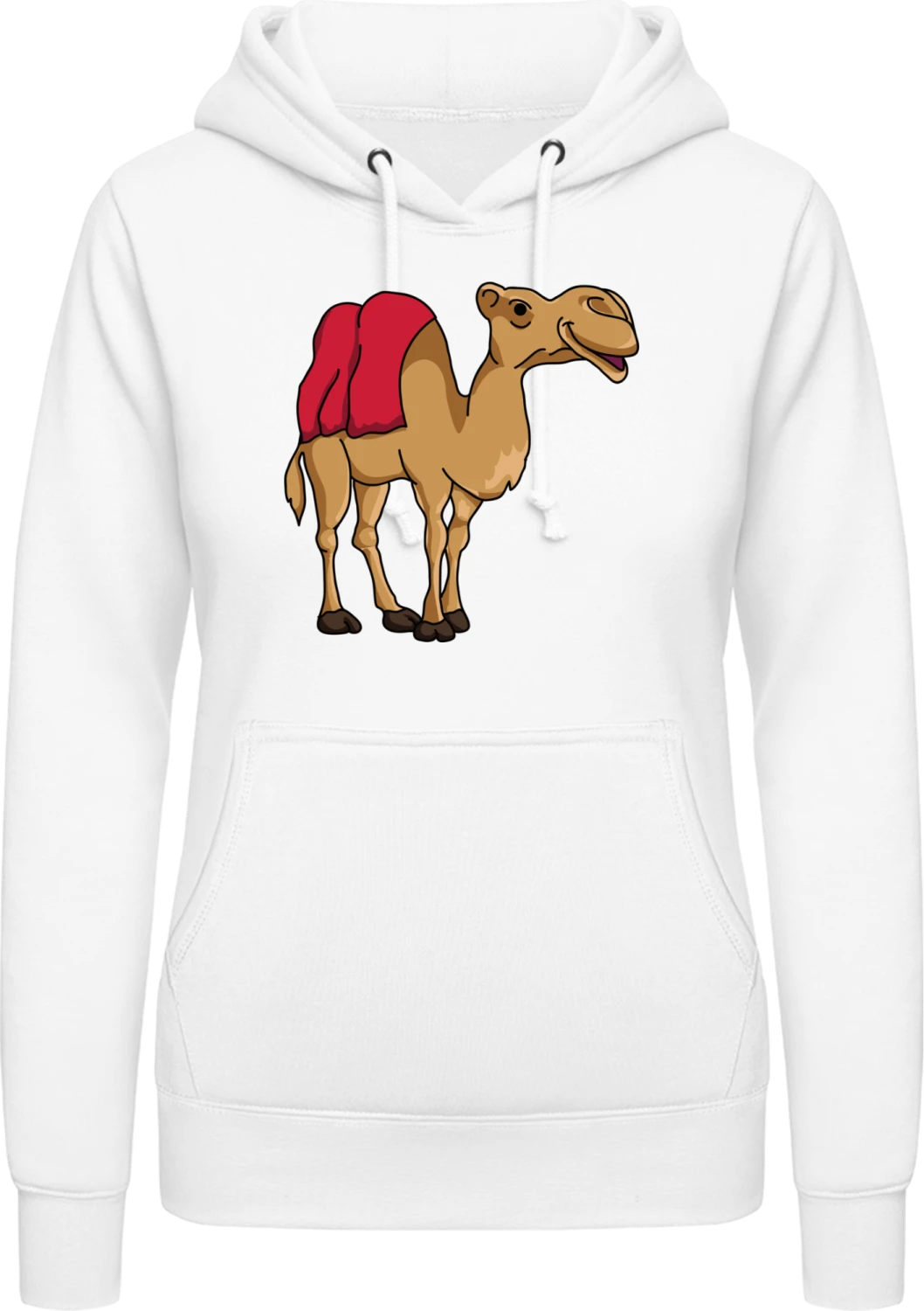 Camel Illustration - Arctic white AWDis ladies hoodie - Front