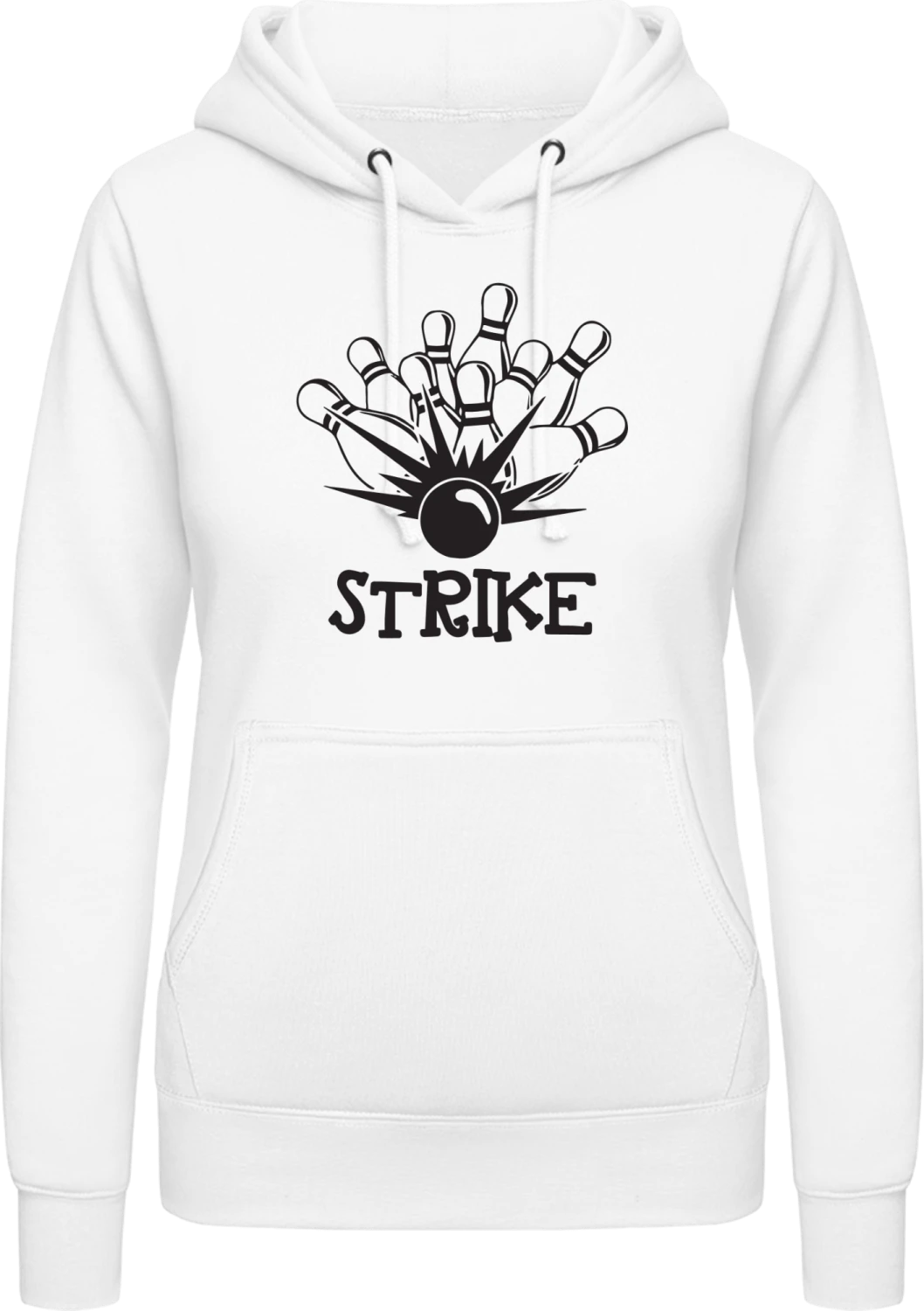 Bowling Strike - Arctic white AWDis ladies hoodie - Front