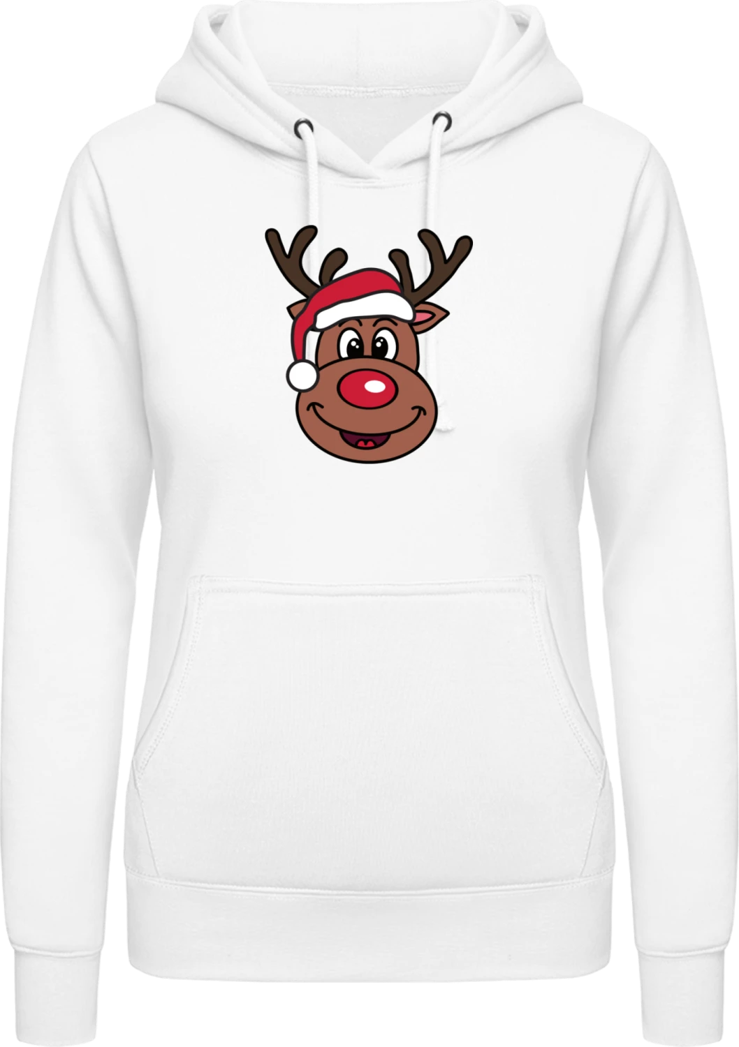 Cute Christmas Reindeer - Arctic white AWDis ladies hoodie - Front