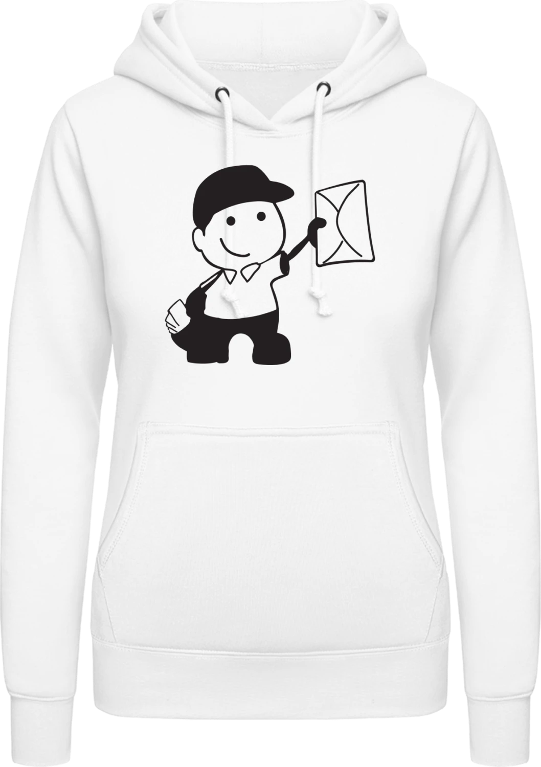 Postbote Illustration - Arctic white AWDis ladies hoodie - Front