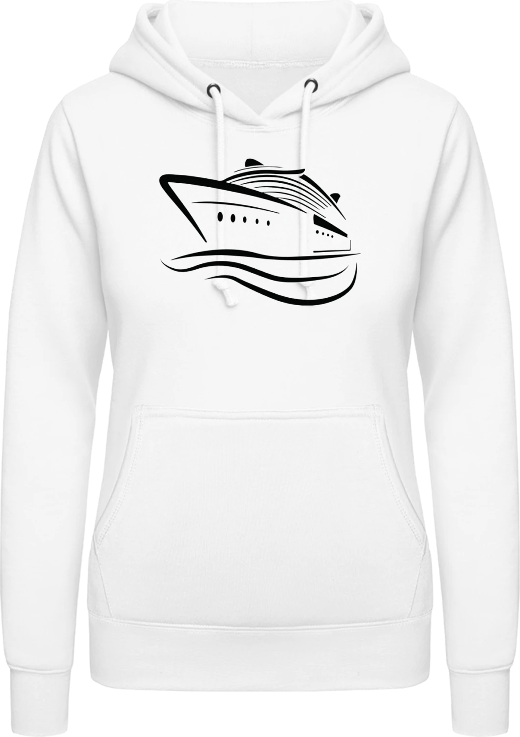 Boat On Sea - Arctic white AWDis ladies hoodie - Front