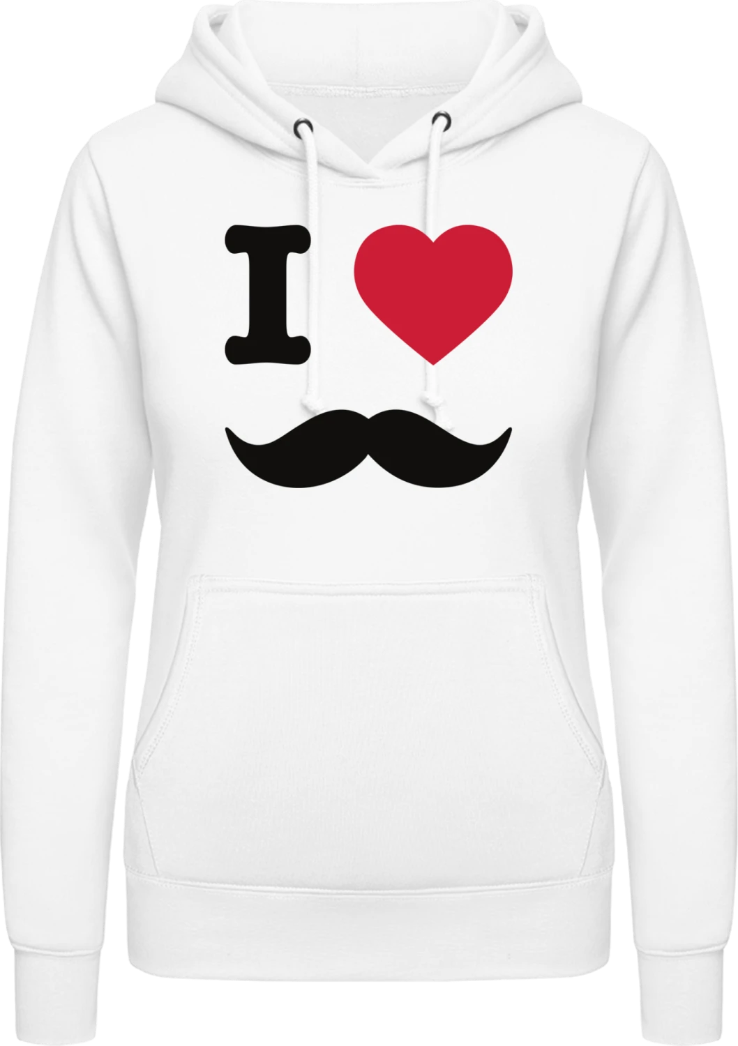 I love Mustache - Arctic white AWDis ladies hoodie - Front