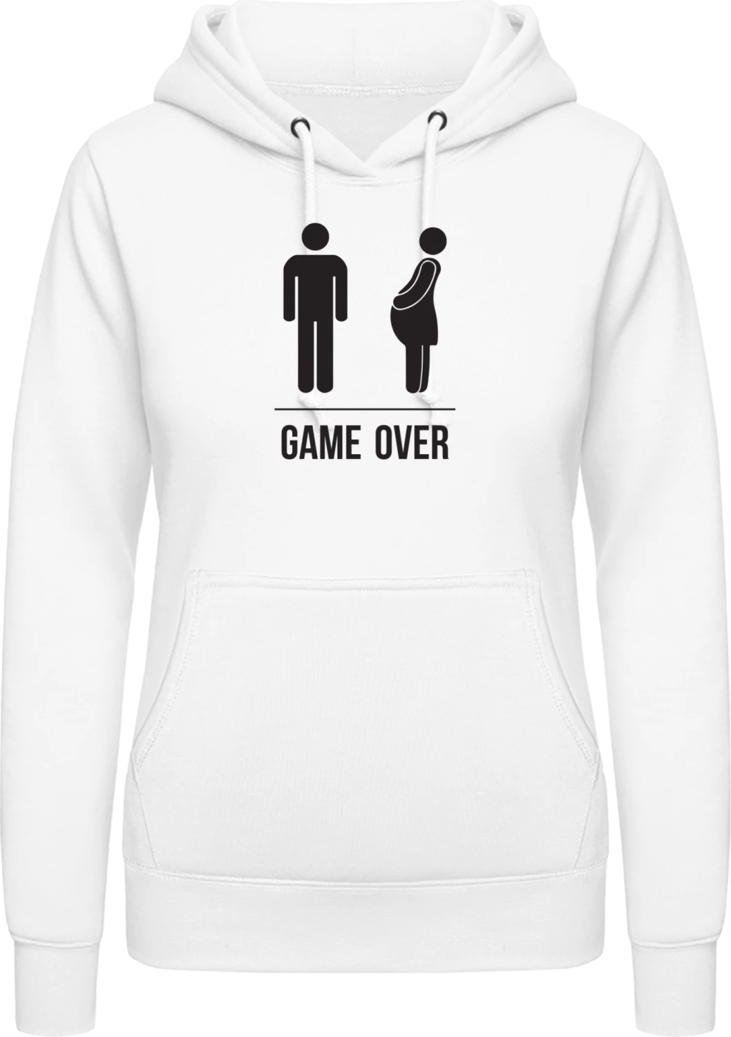 Pregnant Game Over - Arctic white AWDis ladies hoodie - Front