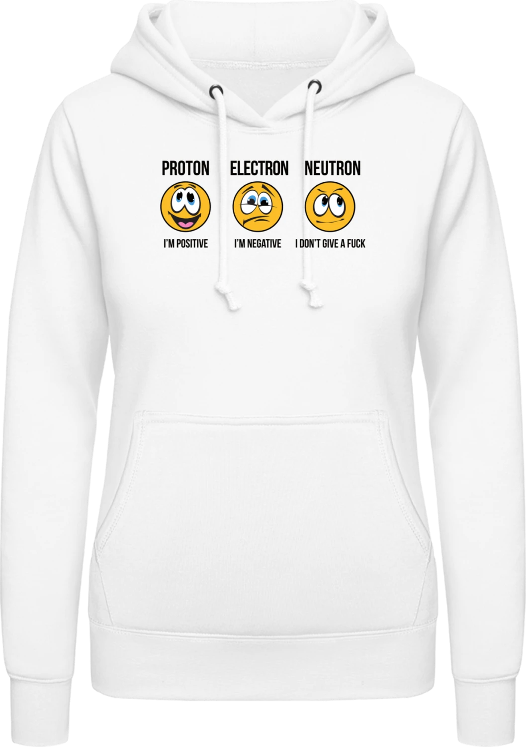 Proton Electron Neutron - Arctic white AWDis ladies hoodie - Front