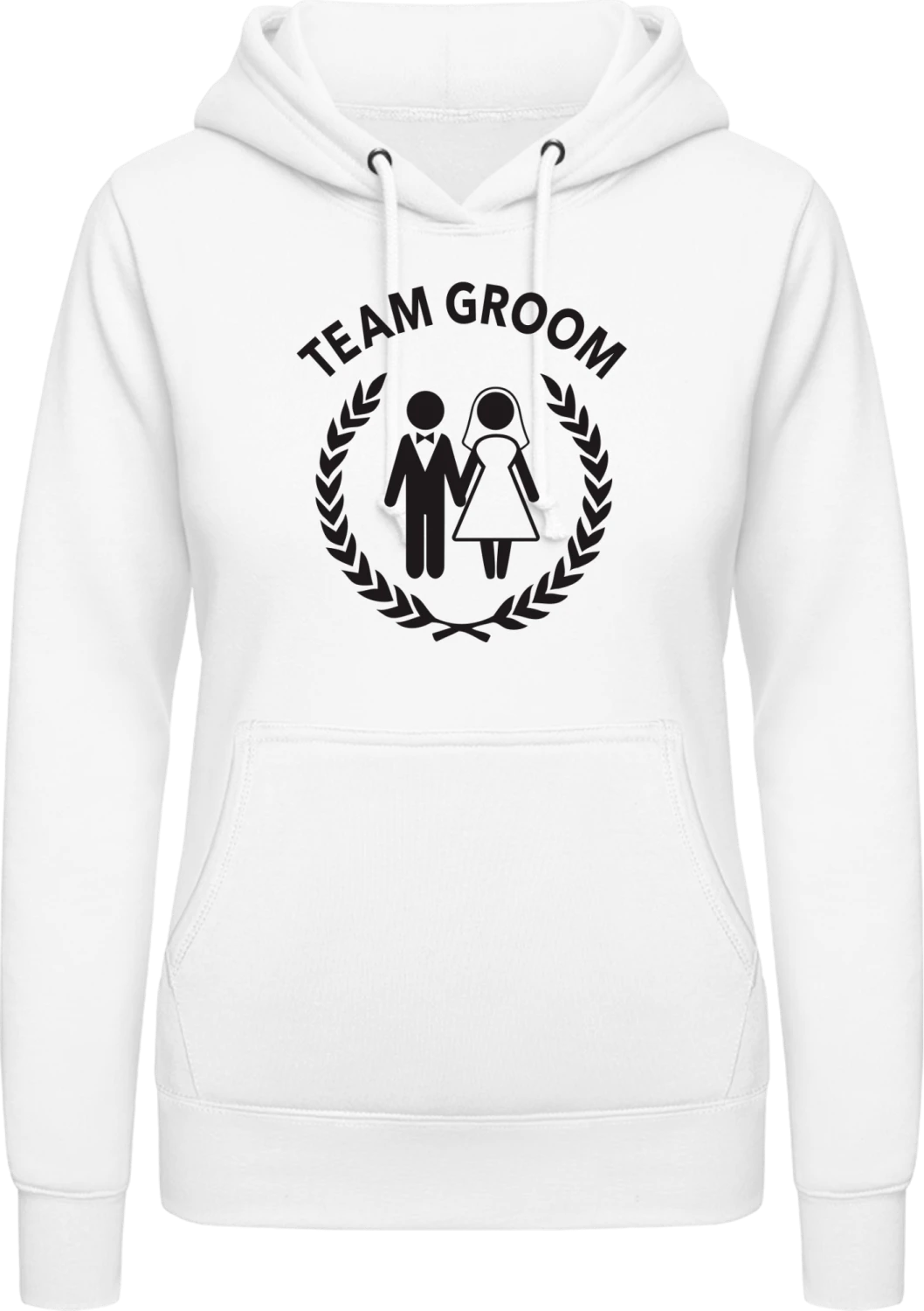 Team Groom Own Text - Arctic white AWDis ladies hoodie - Front