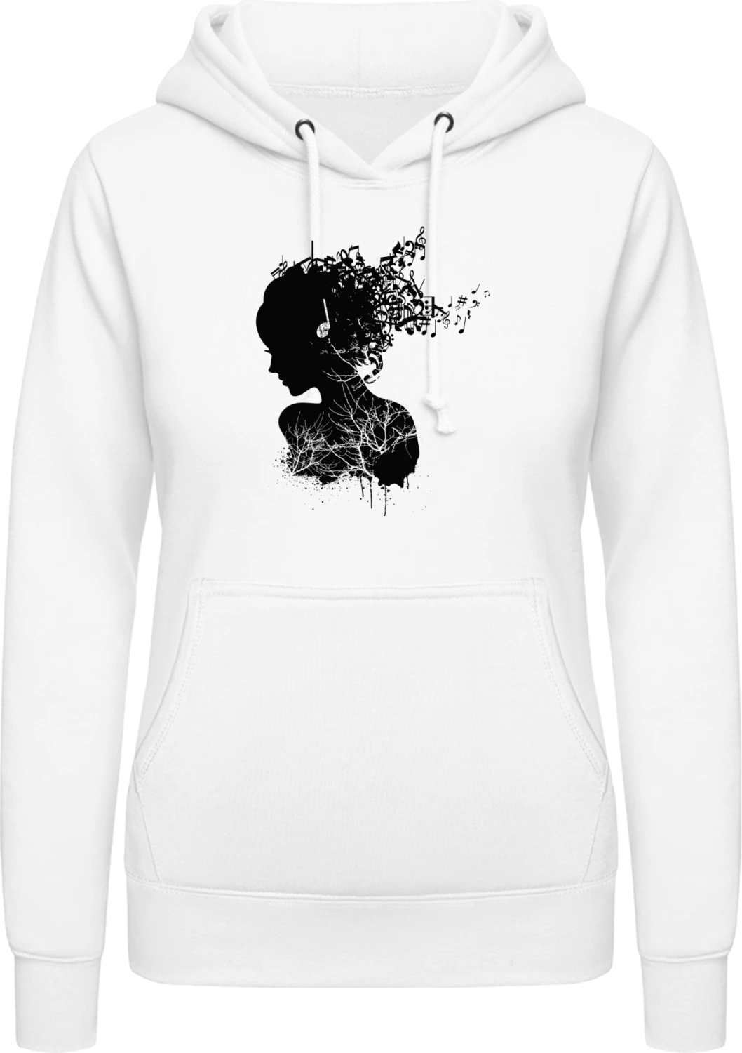 Music Silhouette - Arctic white AWDis ladies hoodie - Front