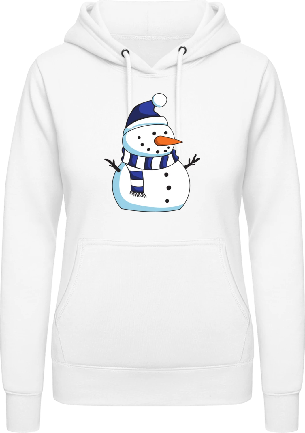 Snowman Illustration - Arctic white AWDis ladies hoodie - Front