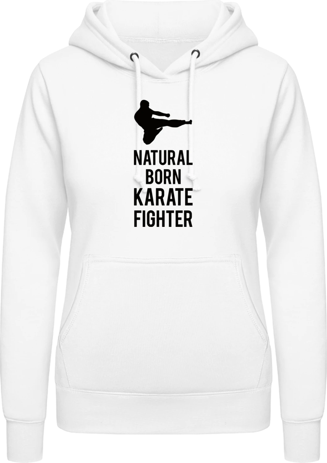 Natural Born Karate Fighter - Arctic white AWDis ladies hoodie - Front