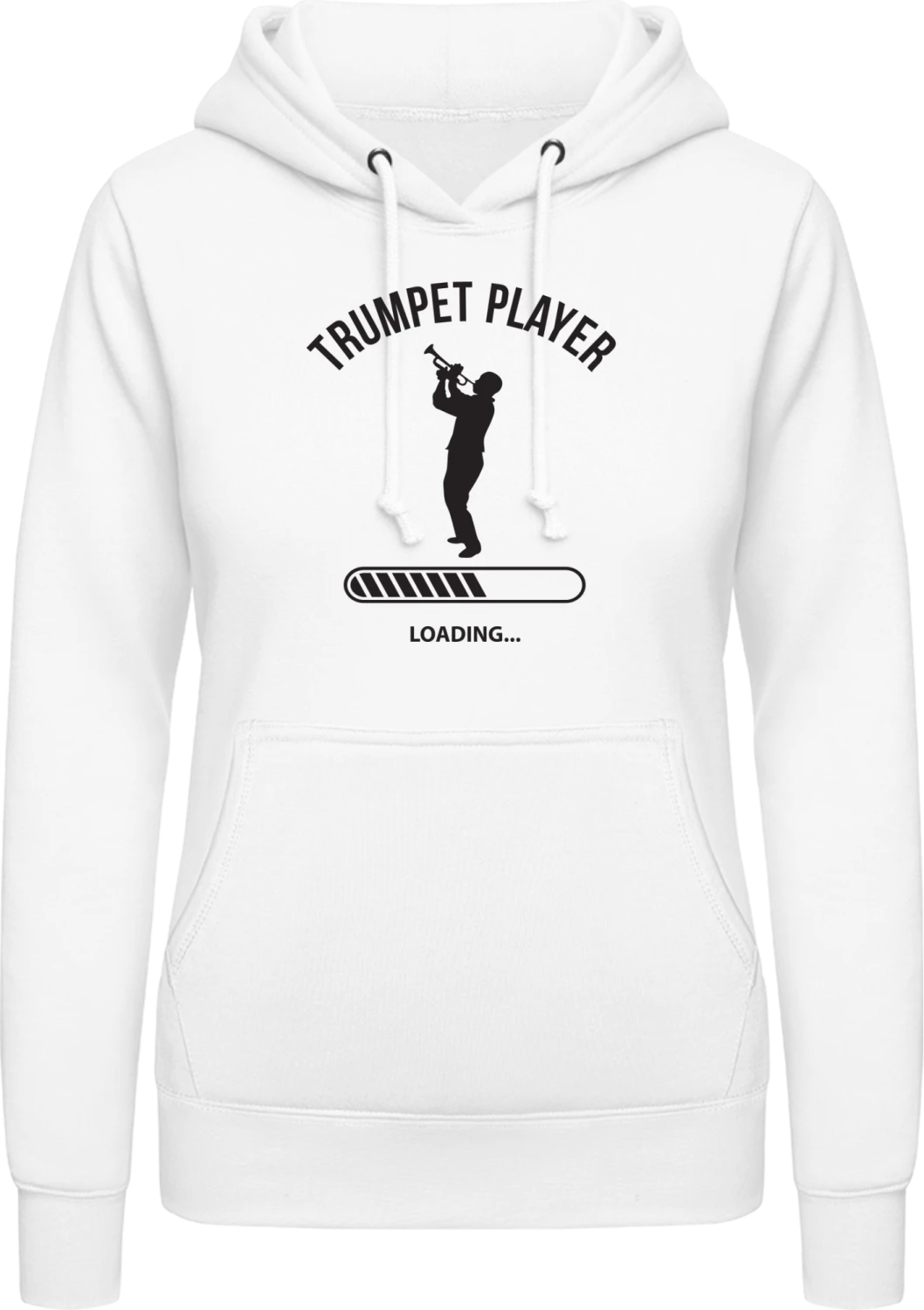 Trumpet Player Loading - Arctic white AWDis ladies hoodie - Front