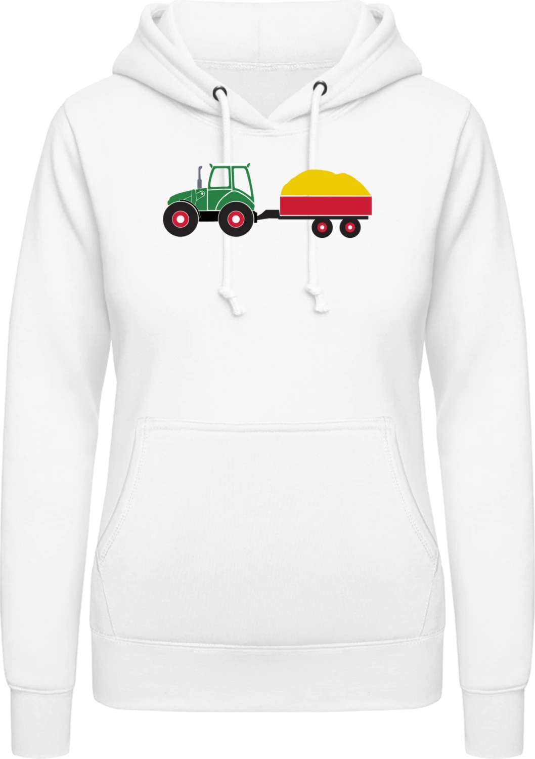 Tractor Illustration - Arctic white AWDis ladies hoodie - Front