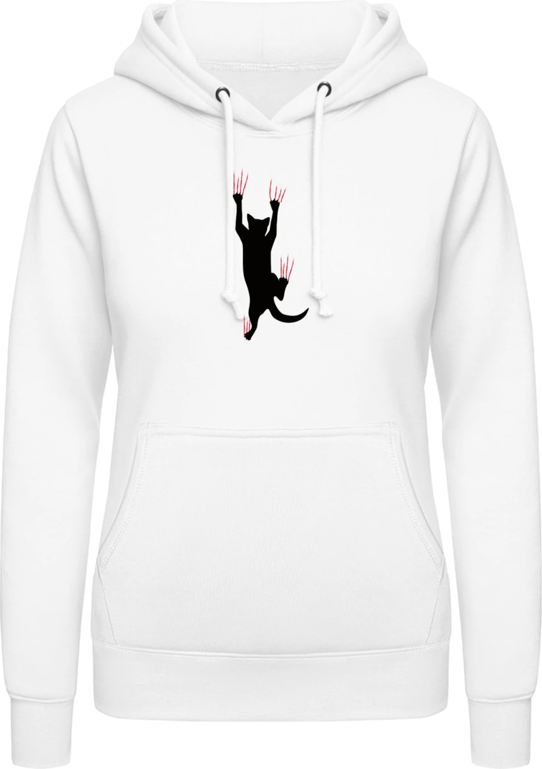 Cat Climbing - Arctic white AWDis ladies hoodie - Front