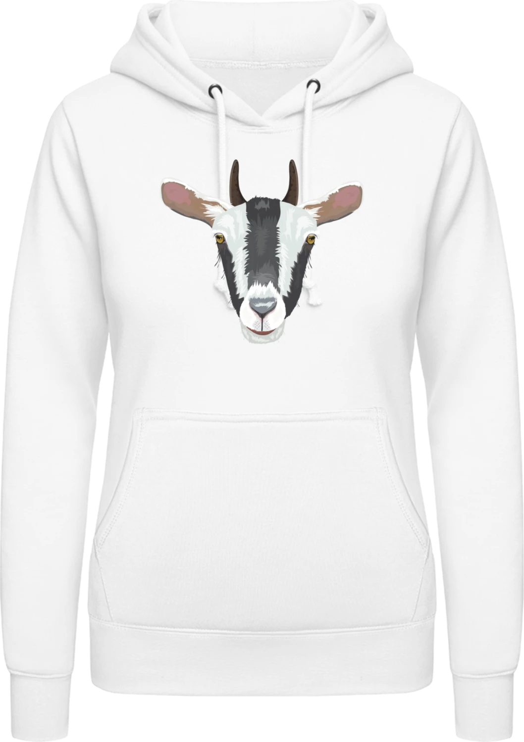 Realistic Goat Head - Arctic white AWDis ladies hoodie - Front