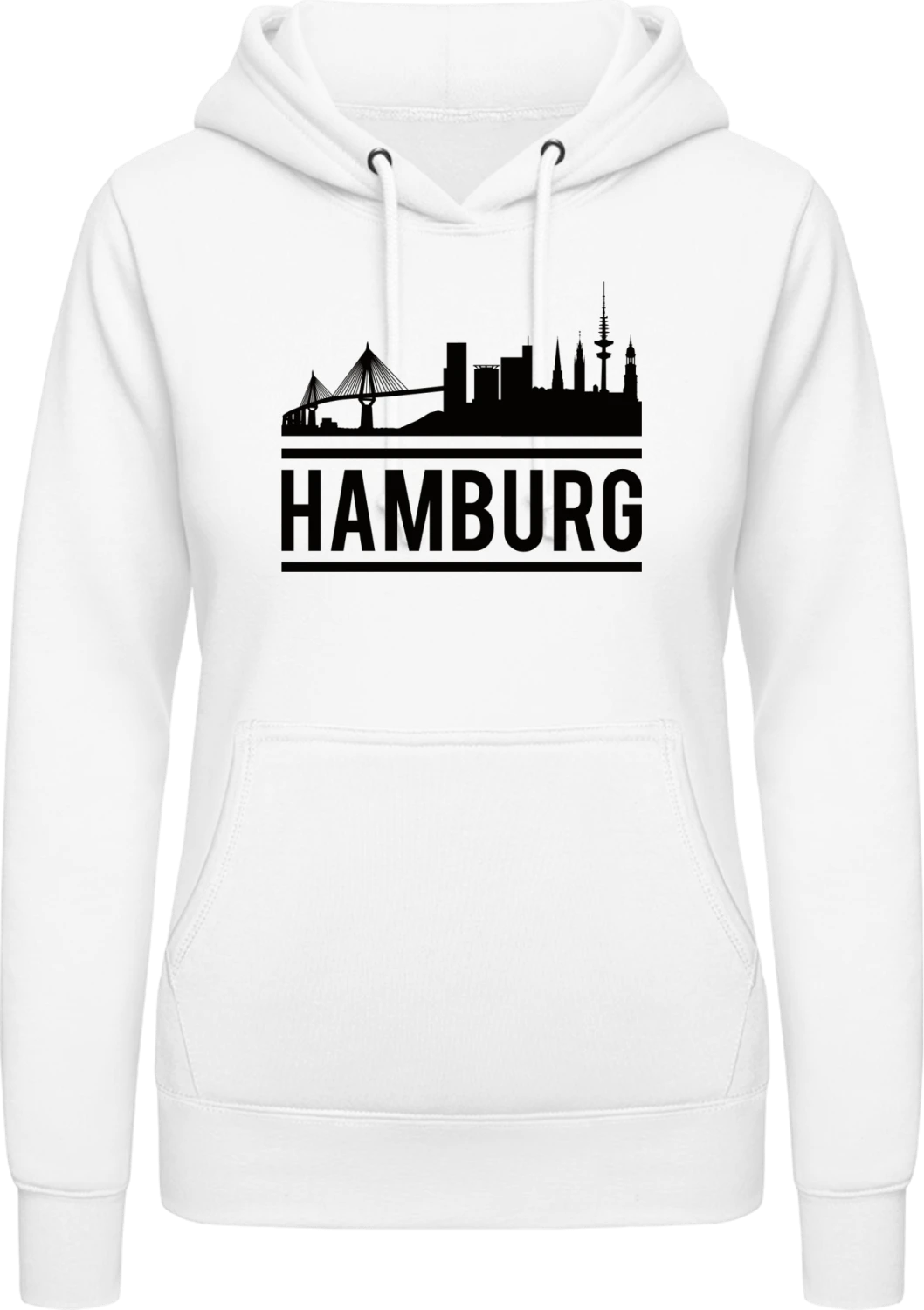 Hamburg City Skyline - Arctic white AWDis ladies hoodie - Front