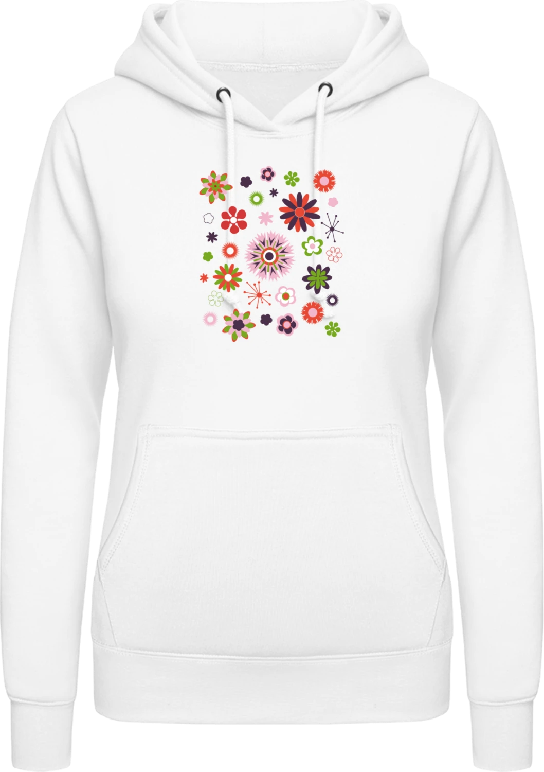 Spring Flowers - Arctic white AWDis ladies hoodie - Front