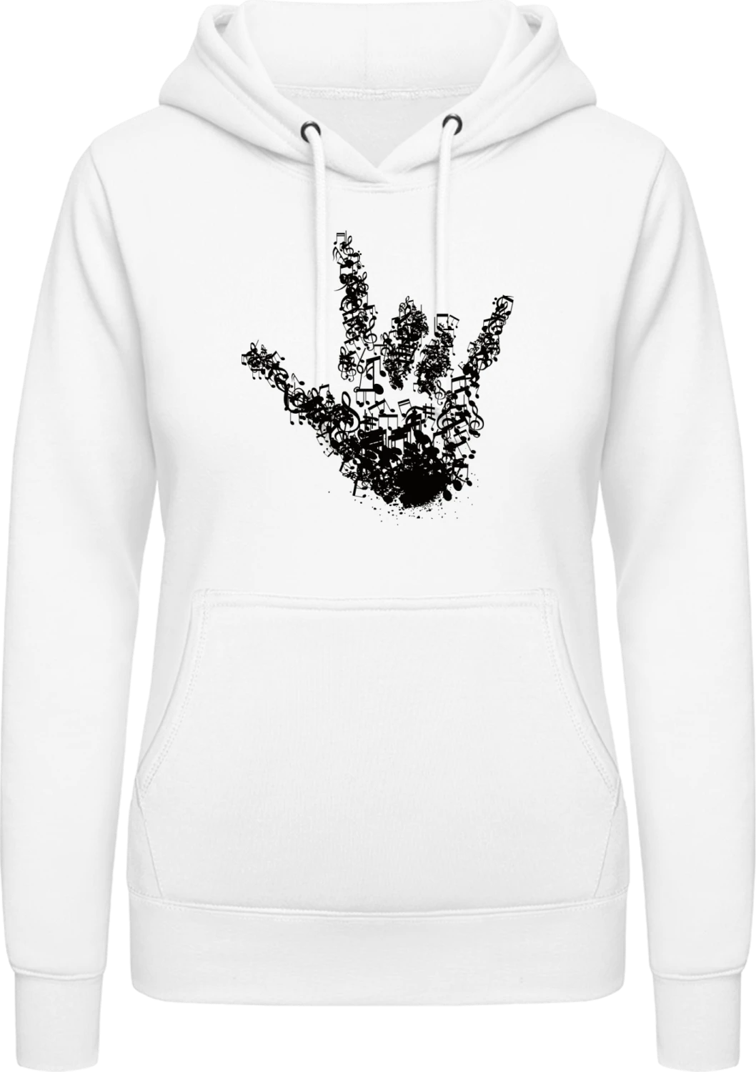 Rock On Hand Stylish - Arctic white AWDis ladies hoodie - Front