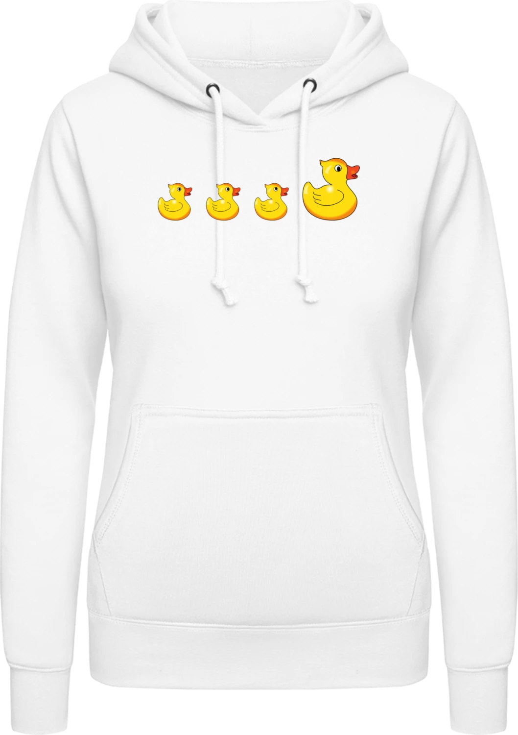 Duck Family - Arctic white AWDis ladies hoodie - Front