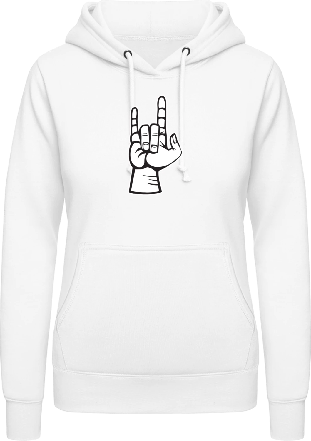 Rock And Roll Hand - Arctic white AWDis ladies hoodie - Front