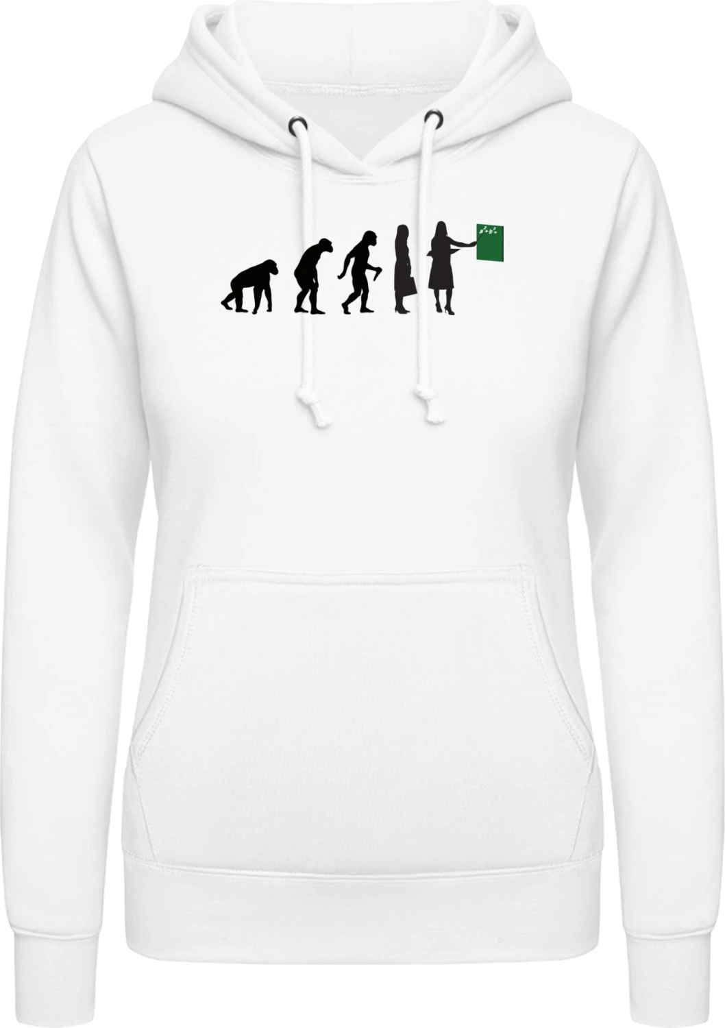 Female Schoolteacher Evolution - Arctic white AWDis ladies hoodie - Front