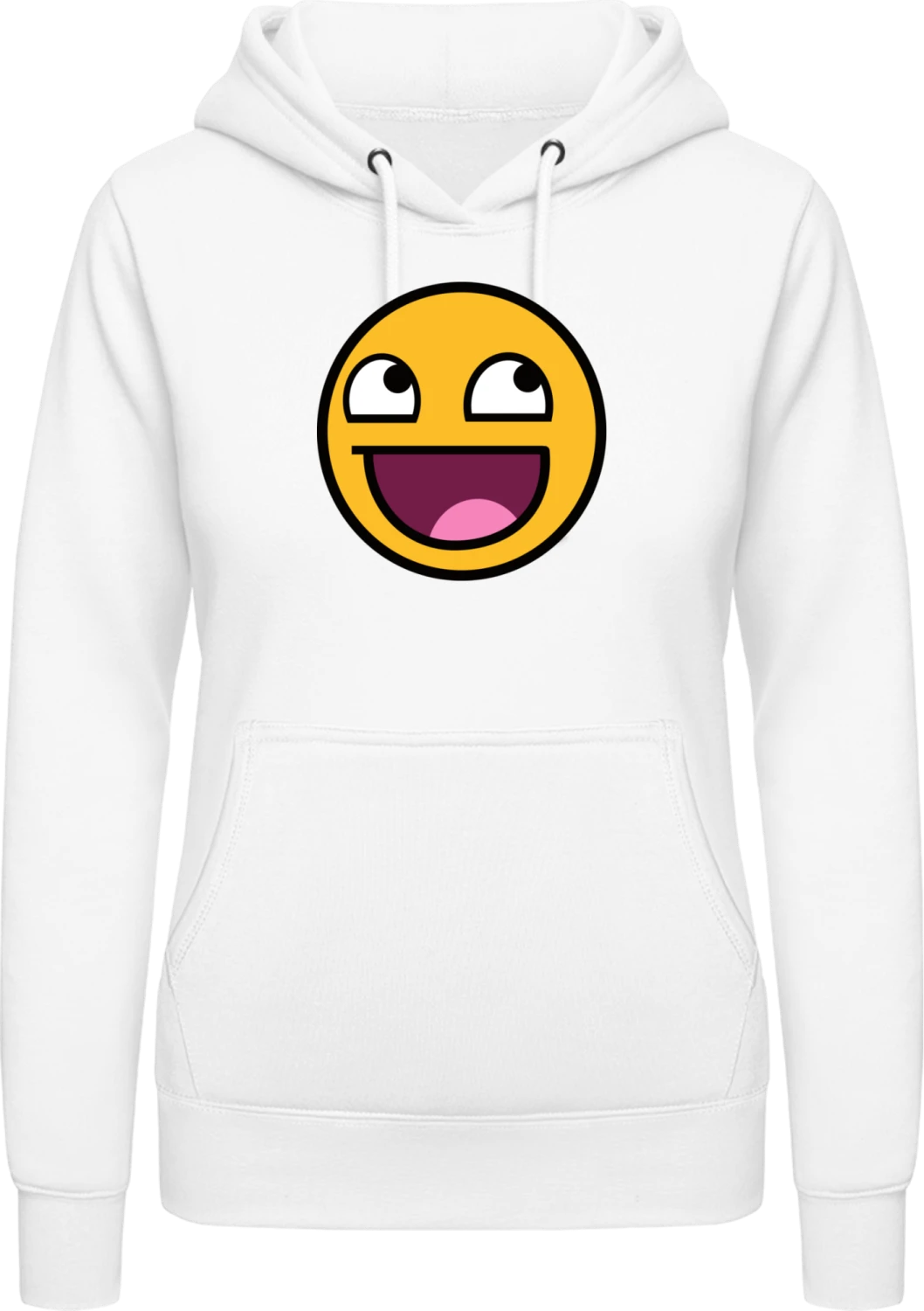 Happy Smiley - Arctic white AWDis ladies hoodie - Front