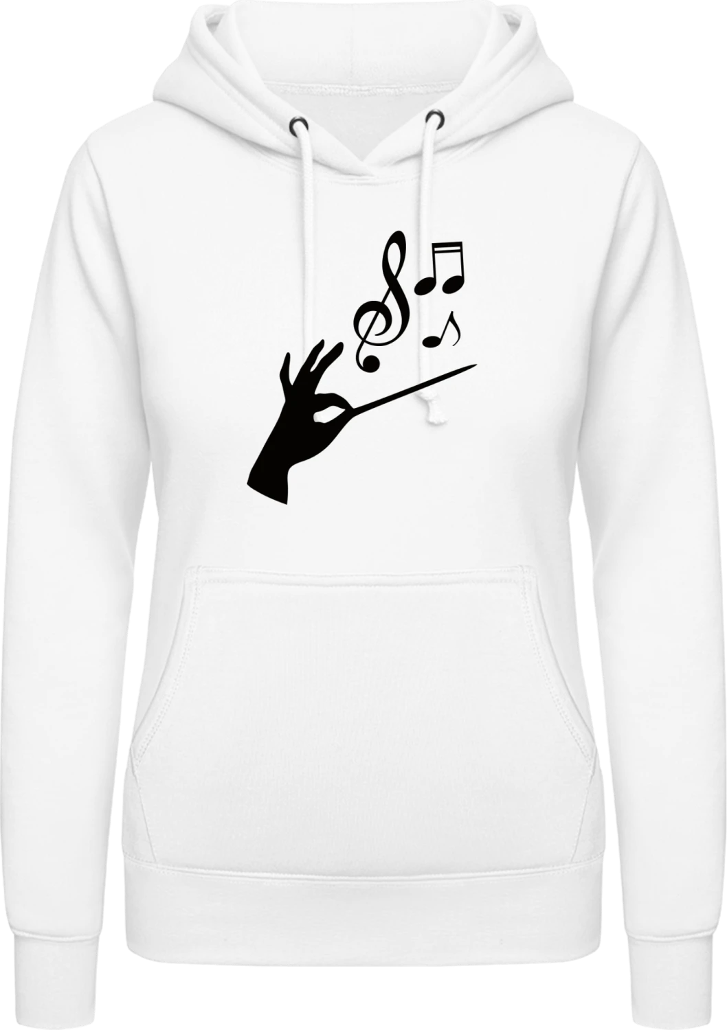 Conducting Music Notes - Arctic white AWDis ladies hoodie - Front