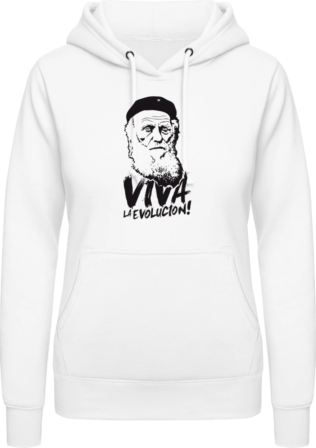 Charles Darwin - Arctic white AWDis ladies hoodie - Front