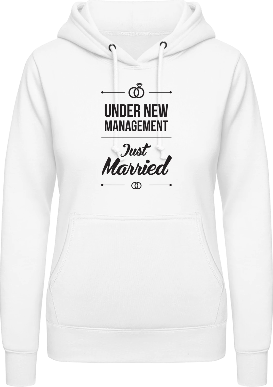 Just Married Under New Management - Arctic white AWDis ladies hoodie - Front