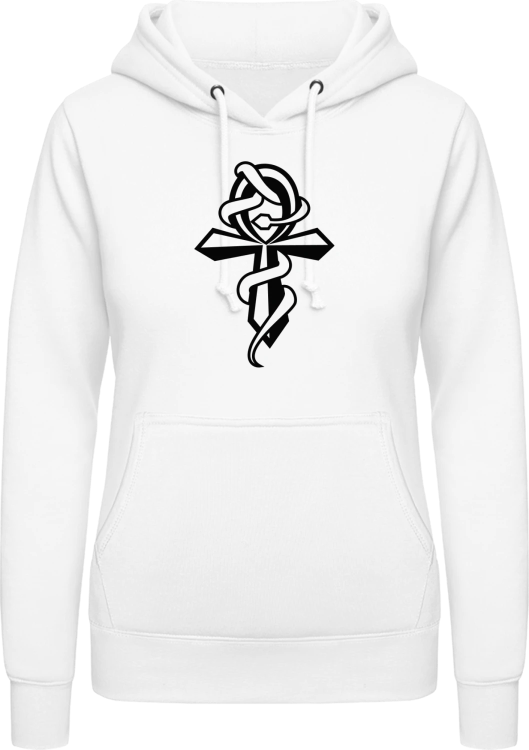 Anch Kreuz - Arctic white AWDis ladies hoodie - Front