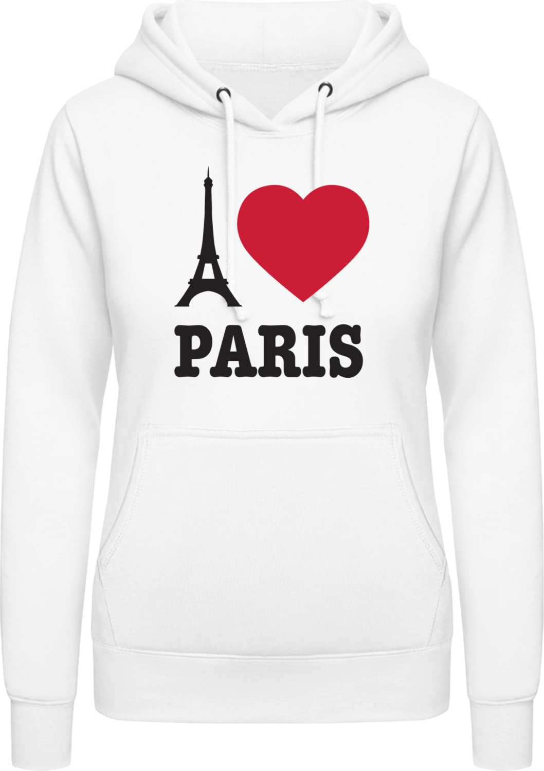 I Love Paris Eiffel Tower - Arctic white AWDis ladies hoodie - Front