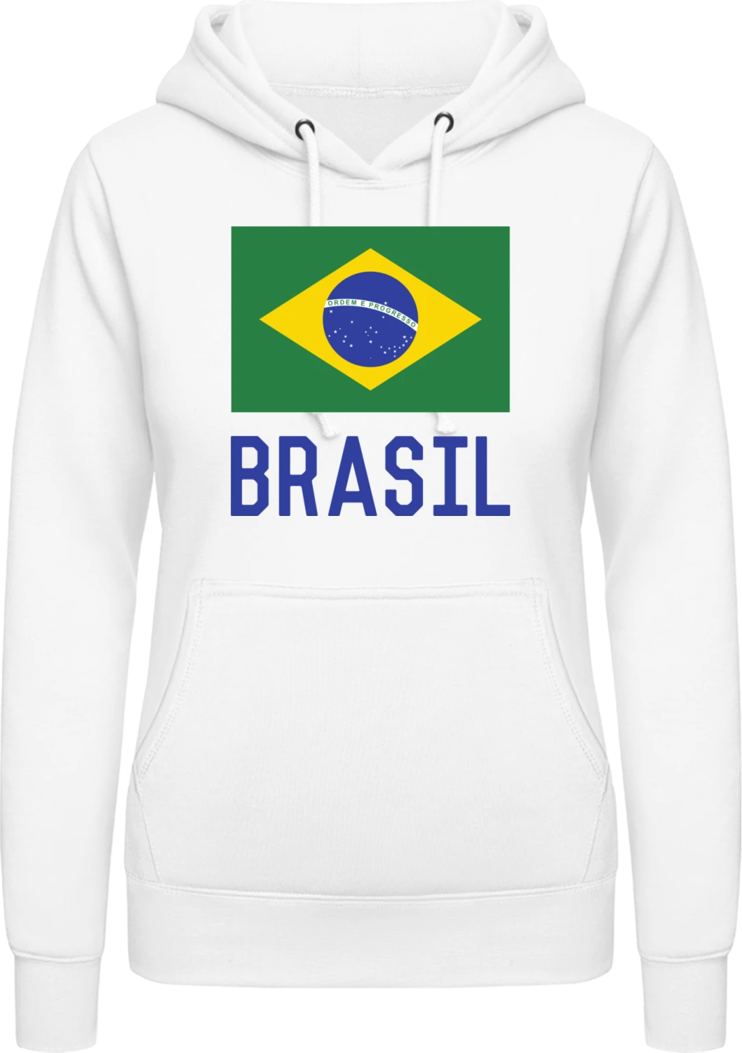 Brasilian Flag - Arctic white AWDis ladies hoodie - Front