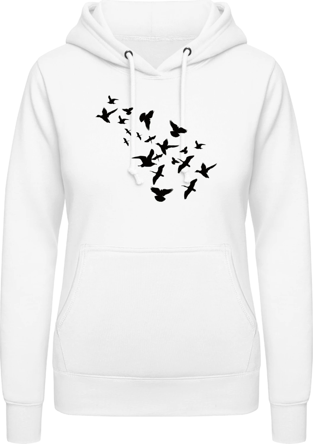 Flying Birds - Arctic white AWDis ladies hoodie - Front