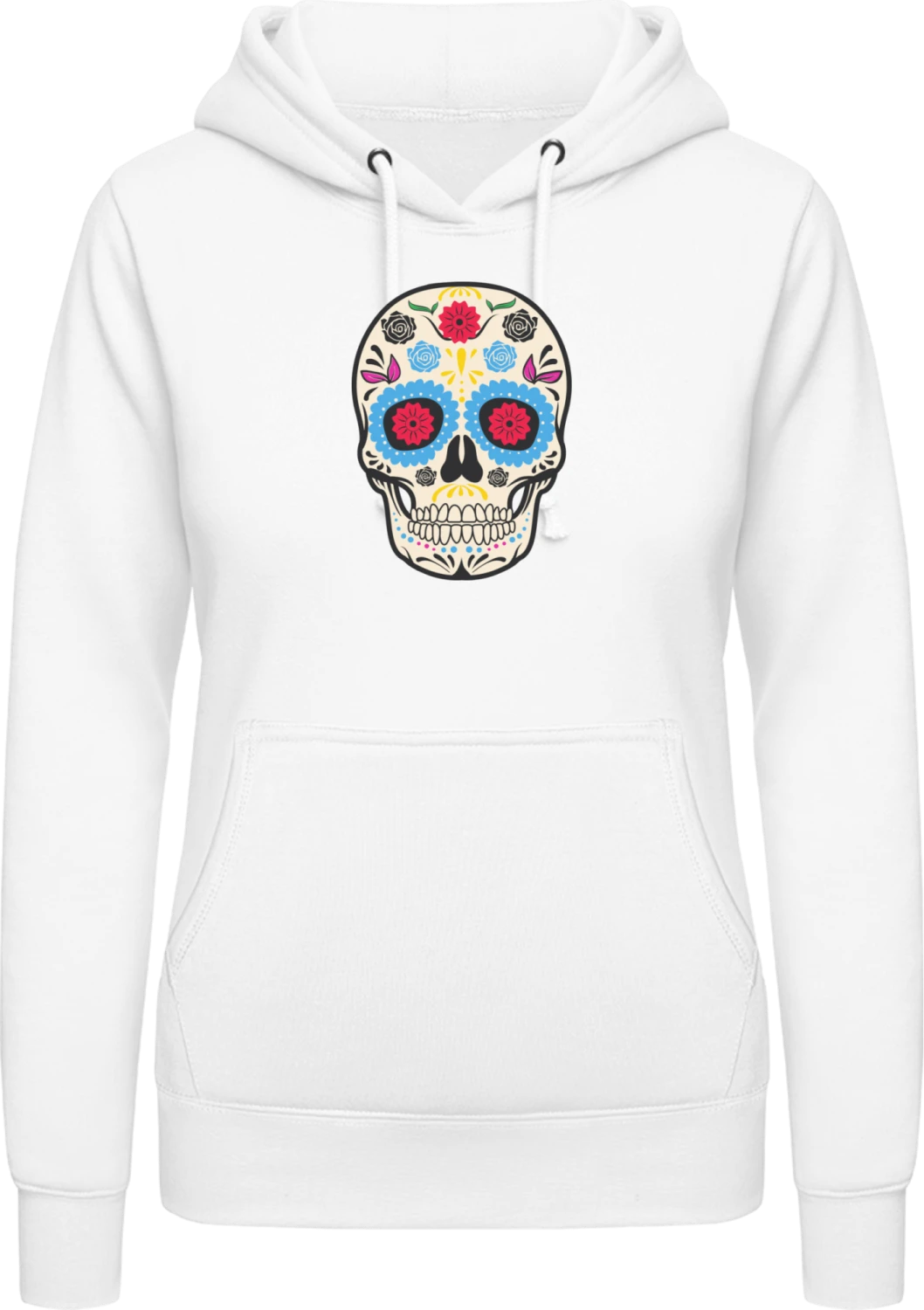 Mexican Skull - Arctic white AWDis ladies hoodie - Front