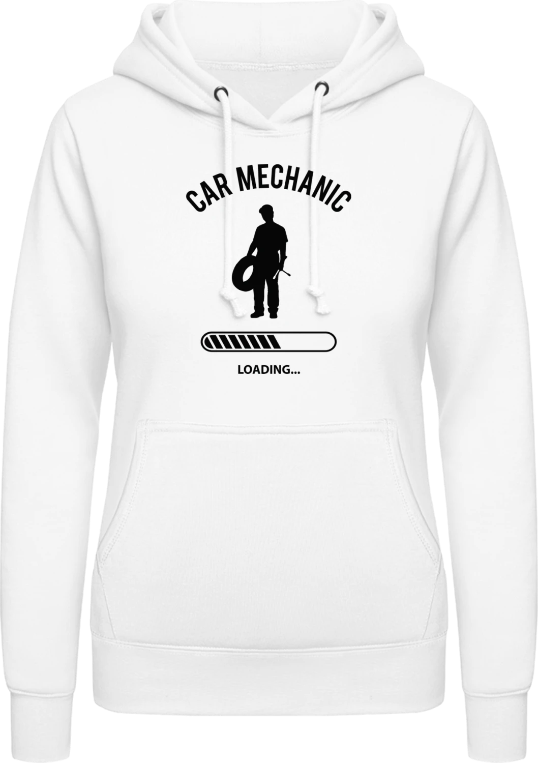 Car Mechanic Loading - Arctic white AWDis ladies hoodie - Front