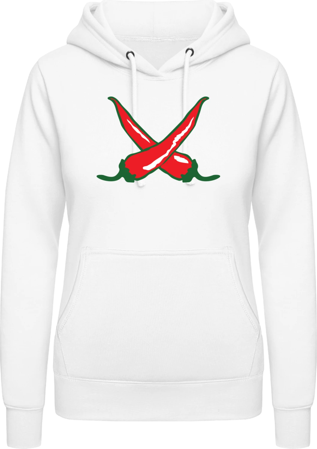 Crossed Chilis - Arctic white AWDis ladies hoodie - Front