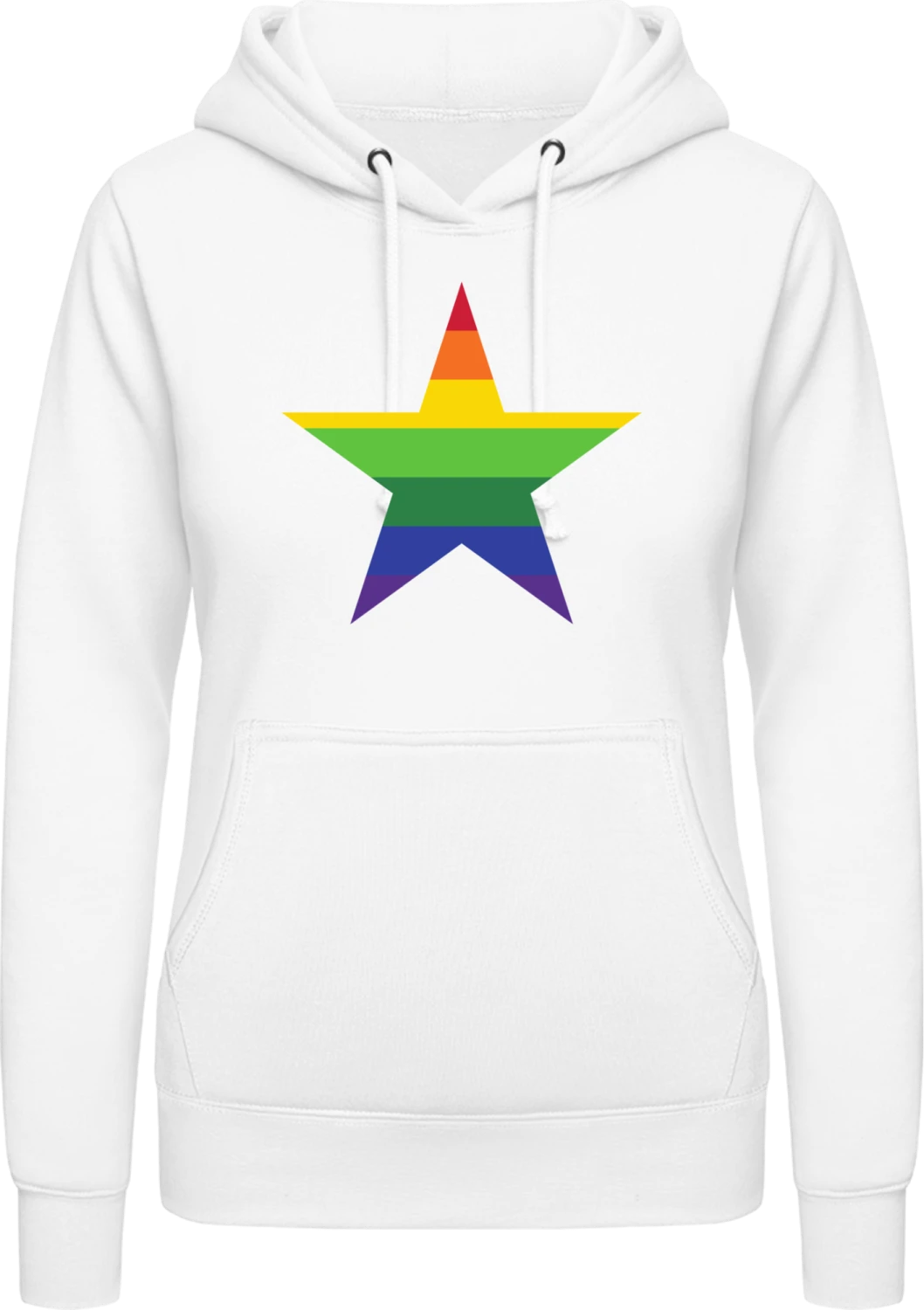 Rainbow Star - Arctic white AWDis ladies hoodie - Front