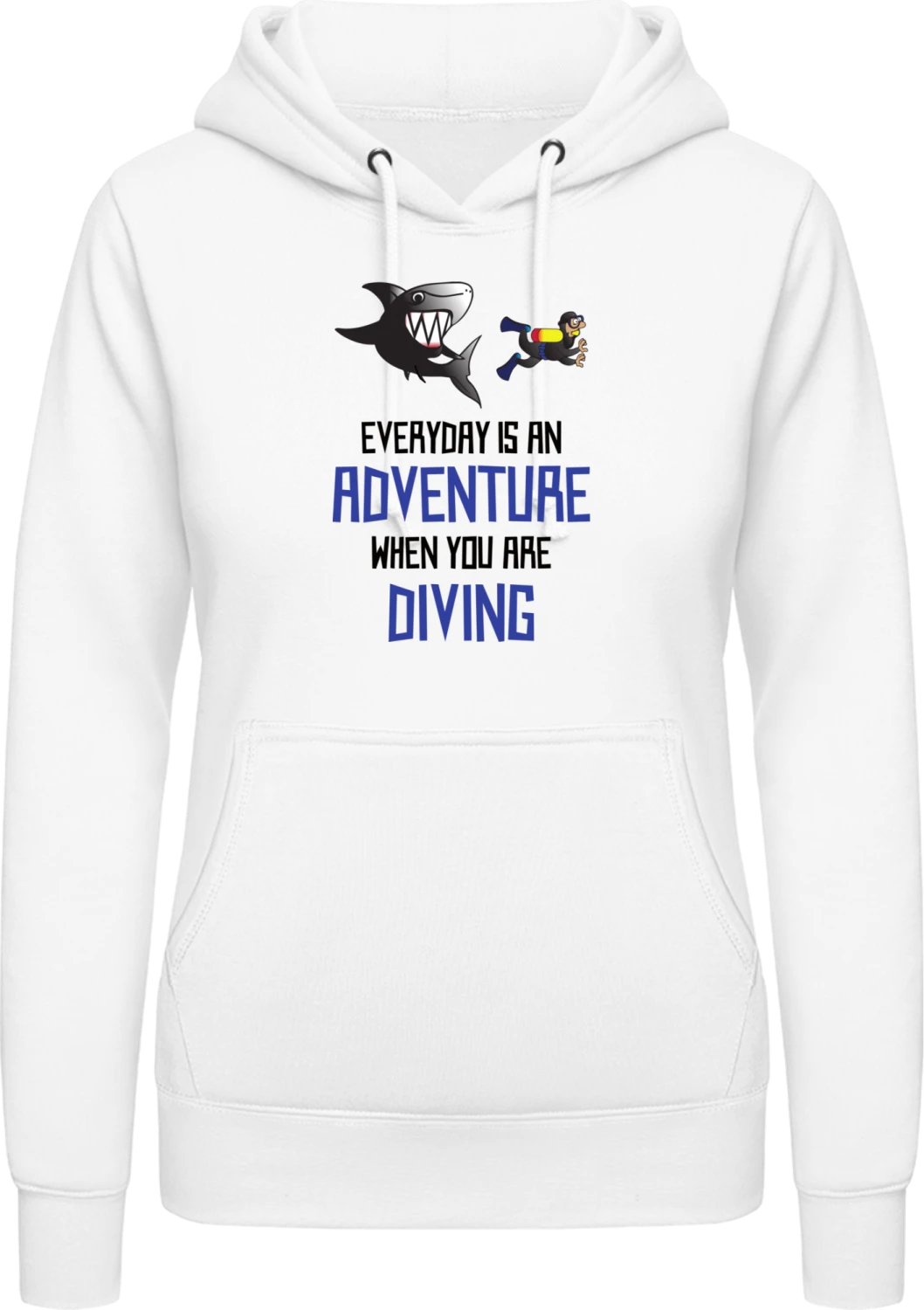 Diver Adventures - Arctic white AWDis ladies hoodie - Front