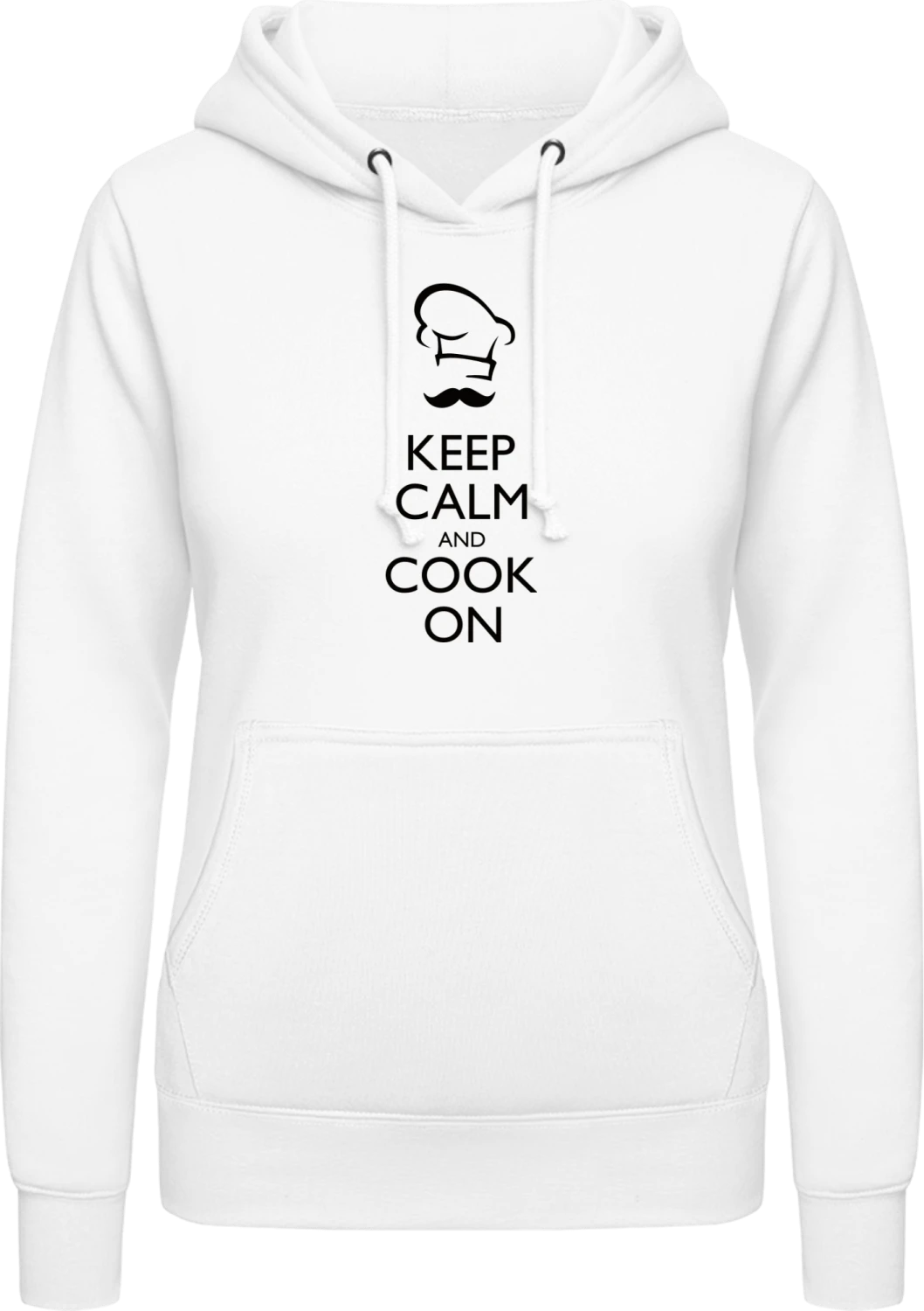 Cook On - Arctic white AWDis ladies hoodie - Front