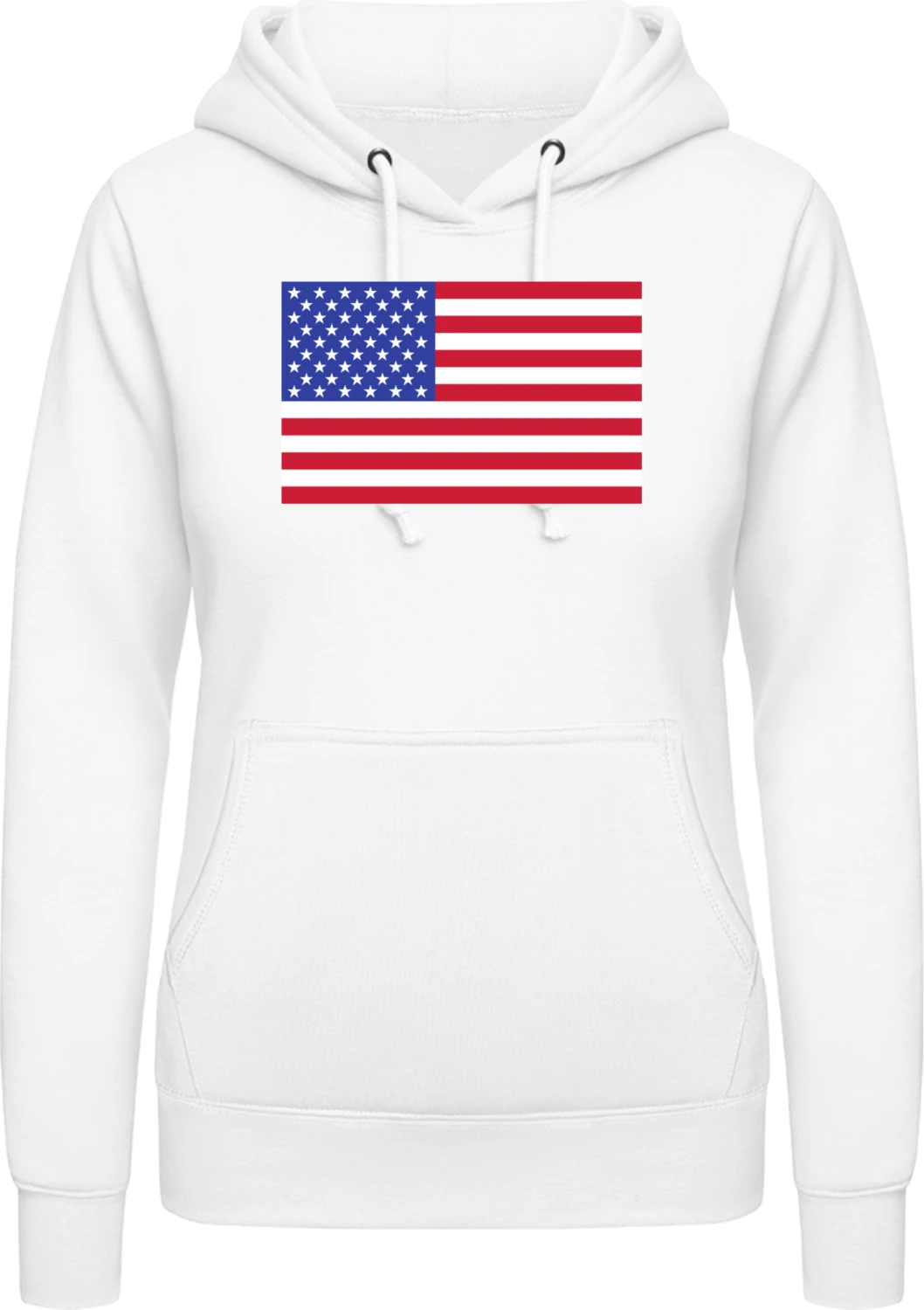 USA Flag - Arctic white AWDis ladies hoodie - Front