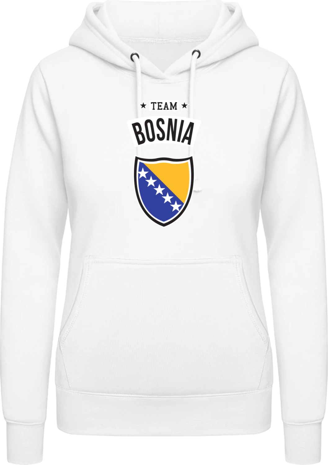 Team Bosnia - Arctic white AWDis ladies hoodie - Front