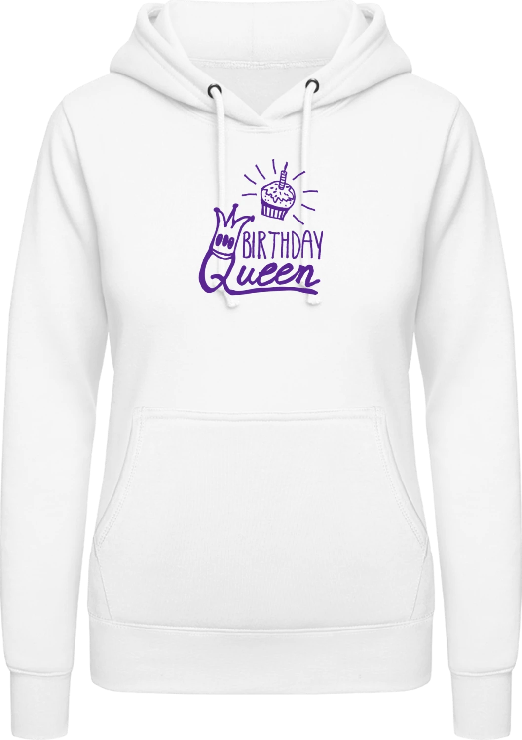 Birthday Queen - Arctic white AWDis ladies hoodie - Front