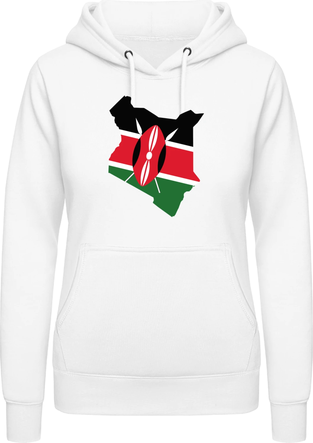 Kenia Map - Arctic white AWDis ladies hoodie - Front