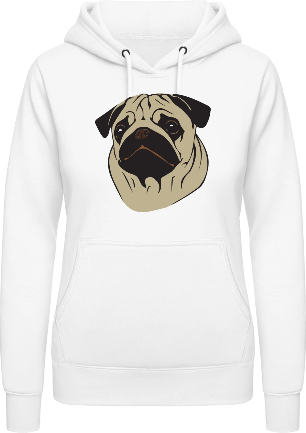 Pug - Arctic white AWDis ladies hoodie - Front