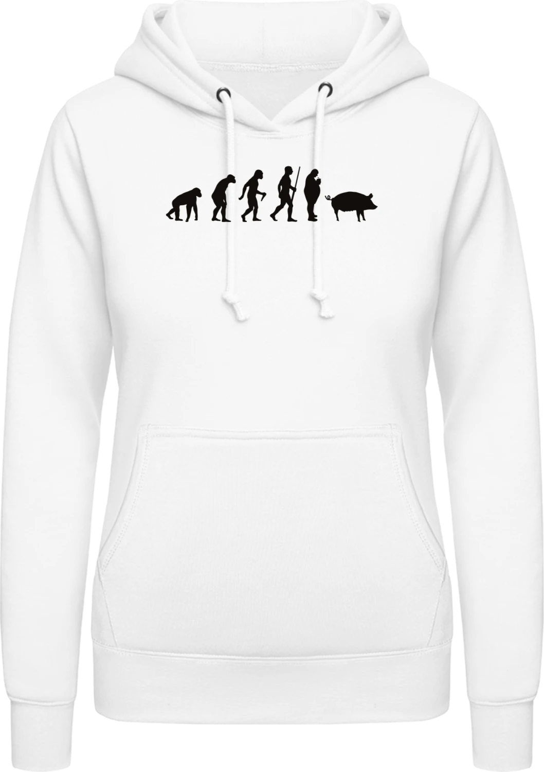 Evolution Of Pigs - Arctic white AWDis ladies hoodie - Front