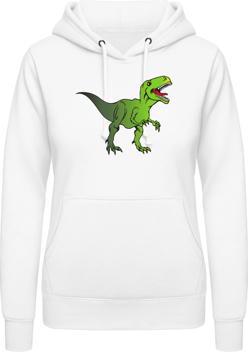 T Rex Dinosaur - Arctic white AWDis ladies hoodie - Front