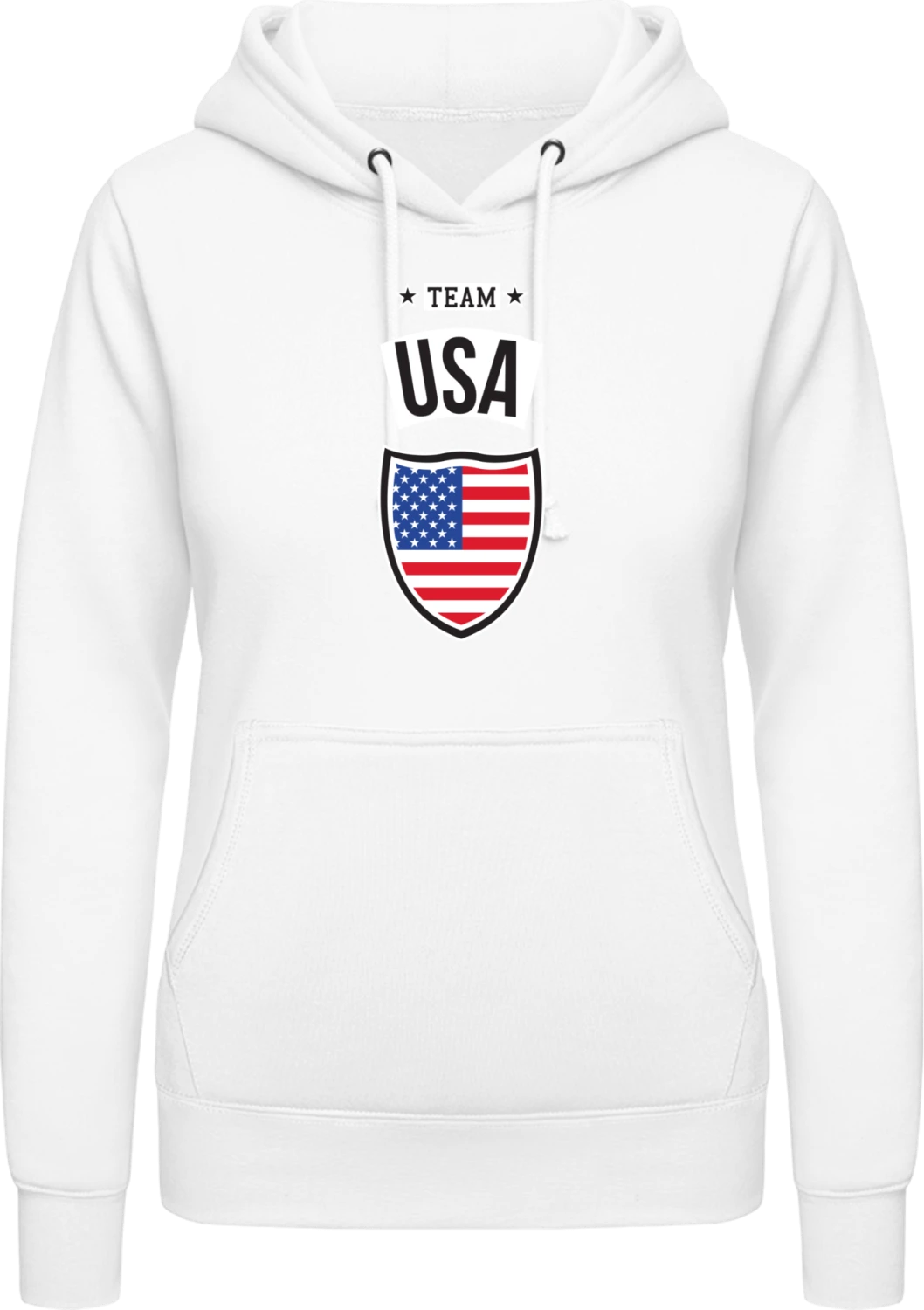 Team USA - Arctic white AWDis ladies hoodie - Front